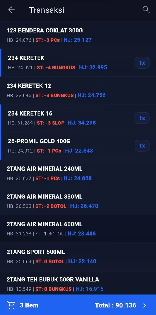 Layar transaksi CapyPOS